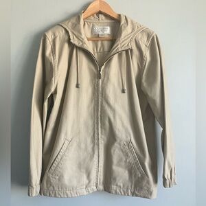 CHRISTOPHER & BANKS Tan Cotton Hooded Utility Canvas Jacket Size S